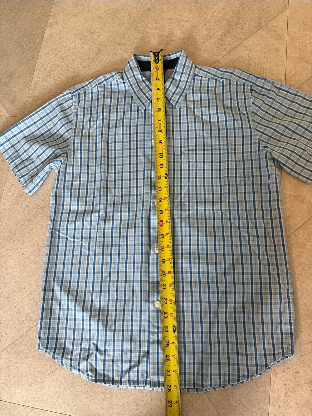 GAP KIDS BLUE PLAID SHORT SLEEVE BUTTON UP SHIRT BOYS SIZE 12/XL